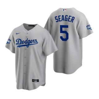 Los Angeles Dodgers 5 Corey Seager Gray 2020 World Series Champions Replica Jersey
