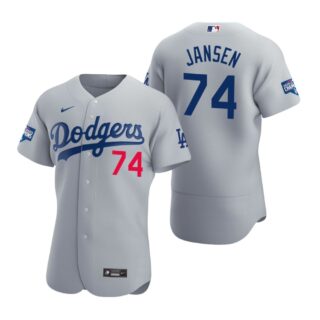 Los Angeles Dodgers 74 Kenley Jansen Gray 2020 World Series Champions Authentic Jersey