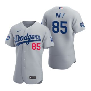 Los Angeles Dodgers 85 Dustin May Gray 2020 World Series Champions Authentic Jersey