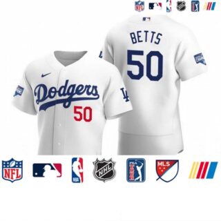 Los Angeles Dodgers Mookie Betts White 2020 World Series Champions Authentic Jersey