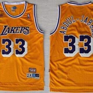 Los Angeles Lakers #33 Kareem Abdul-Jabbar Yellow Swingman Throwback Jersey