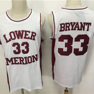 Lower Merion Aces 33 Kobe Bryant White High School Mesh Basketball Jersey