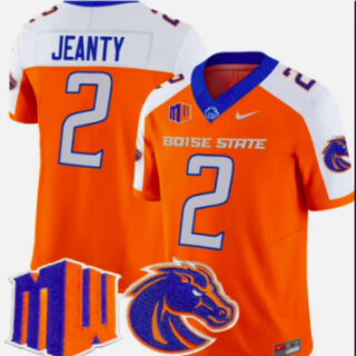 Men's Boise State Broncos #2 Ashton Jeanty Orange White Nike Vapor Limited Football Jersey