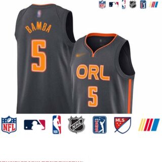 Magic #5 Mohamed Bamba Charcoal Basketball Swingman City Edition 2019 20 Jersey