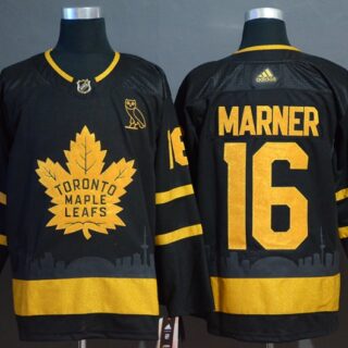 Maple Leafs 16 Mitchell Marner Black With Special Glittery Logo Adidas Jersey