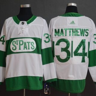 Maple Leafs #34 Auston Matthews White Authentic St. Pats Stitched Hockey Jersey