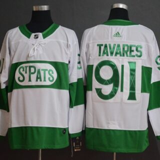 Maple Leafs #91 John Tavares White Authentic St. Pats Stitched Hockey Jersey