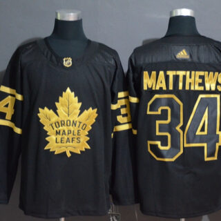 Maple Leafs 34 Auston Matthews Black Gold Adidas Jersey