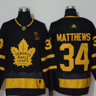 Maple Leafs 34 Auston Matthews Black Gold Adidas Jersey