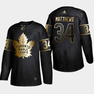 Maple Leafs 34 Auston Matthews Black Gold Adidas Jersey