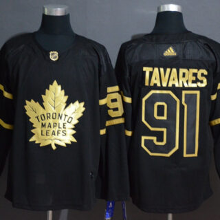 Maple Leafs 91 John Tavares Black Gold Adidas Jersey