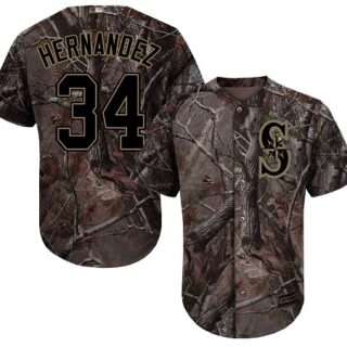 Mariners #34 Felix Hernandez Camo Realtree Collection Cool Base Stitched Youth Baseball Jersey