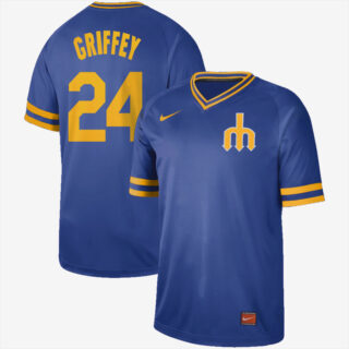 Mariners 24 Ken Griffey Jr. Blue Throwback Jersey