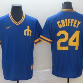 Mariners 24 Ken Griffey Jr. Blue Throwback Jersey