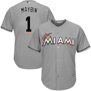 Marlins #1 Cameron Maybin Grey Cool Base Stitched Youth Baseball Jersey