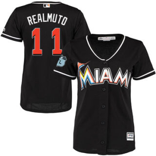 Marlins #11 JT Realmuto Black Alternate Women's Stitched Baseball Jersey
