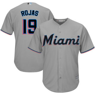 Marlins #19 Miguel Rojas Grey Cool Base Stitched Youth Baseball Jersey