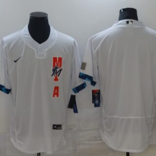 Marlins Blank White Nike 2021 MLB All-Star Flexbase Jersey
