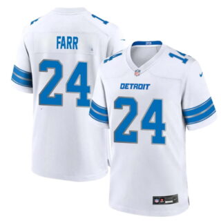 Men's Mel Farr #24 Men's Detroit Lions Away Game 2024 Jersey – White