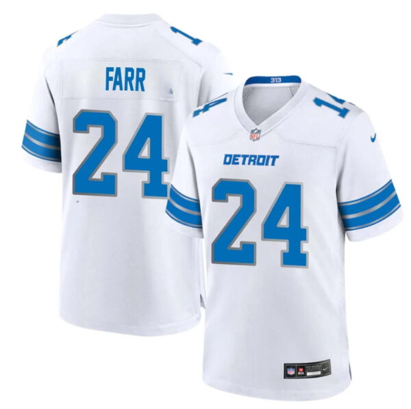 Men's Mel Farr #24 Men's Detroit Lions Away Game 2024 Jersey – White