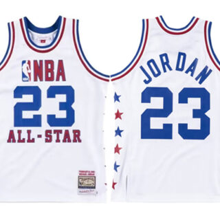 Men's 1985-86 All-Star #23 Michael Jordan White Swingman Stitched Basketball Jersey