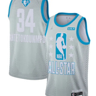 Men's 2022 All-Star #34 Giannis Antetokounmpo Gray Stitched Basketball Jersey