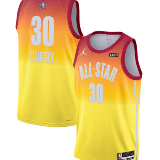 Men's 2023 All-Star #30 Stephen Curry Orange Game Swingman Stitched Basketball Jersey