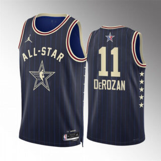 Men's 2024 All-Star #11 DeMar DeRozan Navy Stitched Basketball Jersey