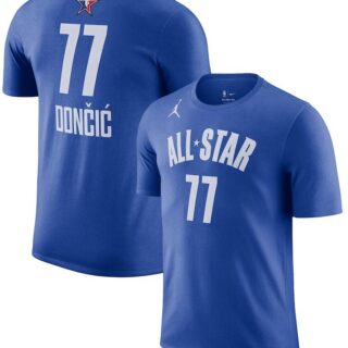Men's #77 Luka Doncic Blue 2023 NBA All-Star Game Name & Number T-Shirt