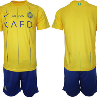 Men's Al Nassr Custom 2023 24 Yellow Away Soccer Jersey Suit