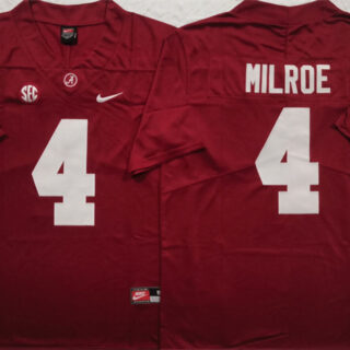 Men's Alabama Crimson Tide #4 Jalen Milroe Red F.U.S.E Stitched Football Jersey