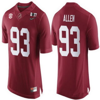 Men's Alabama Crimson Tide #93 Jonathan Allen Red 2017 Championship Game Patch Stitched CFP Nike Limited Jersey