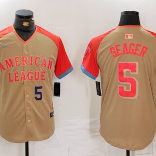 Men's American League #5 Corey Seager Cream 2024 All-Star Limited Stitched Baseball Jerseys