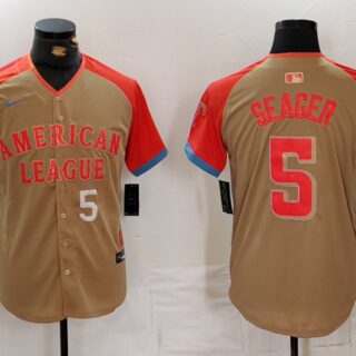 Men's American League #5 Corey Seager Cream 2024 All-Star Limited Stitched Baseball Jerseys