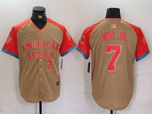 Men's American League #7 Bobby Witt Jr. Cream 2024 All-Star Limited Stitched Jerseys
