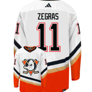 Men's Anaheim Ducks #11 Trevor Zegras White 2022-23 Reverse Retro Stitched Jersey
