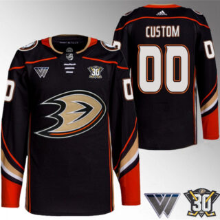 Men's Anaheim Ducks Custom Black 30th Anniversary Stitched Jersey