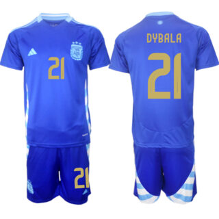 Men's Argentina #21 Dybala Blue 2024-25 Away SoccerJerseys