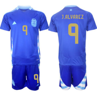 Men's Argentina #9 Julian Alvarez Blue 2024-25 Away Soccer Jerseys