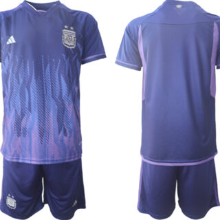 Men's Argentina Blank Away Soccer Jersey Suit