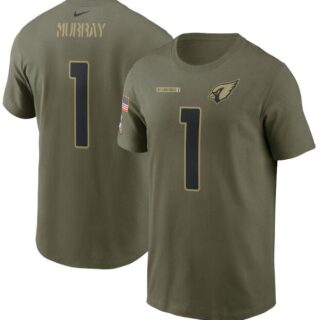 Men's Arizona Cardinals #1 Kyler Murray 2021 Olive Salute To Service Legend Performance T-Shirt