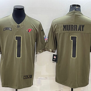 Men's Arizona Cardinals #1 Kyler Murray Olive 2022 Salute To Service Limited Stitched Jersey