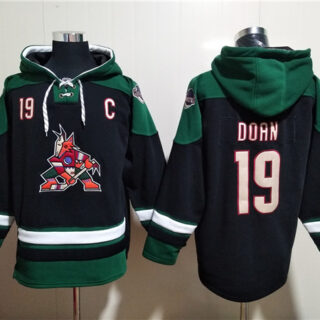 Men's Arizona Coyotes #19 Shane Doan Black Green Ageless Must-Have Lace-Up Pullover Hoodie