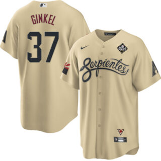 Men's Arizona Diamondbacks #37 Kevin Ginkel Gold 2023 World Series City Connect Cool Base Stitched Baseball Jersey