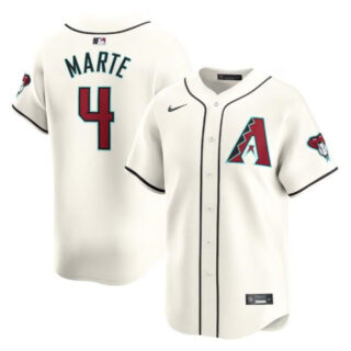 Men's Arizona Diamondbacks #4 Ketel Marte 2023 24 Cream Cool Base Stitched Baseball Jersey
