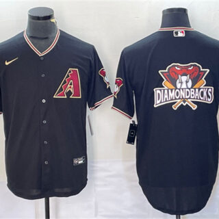 Men's Arizona Diamondbacks Black Team Big Logo Cool Base Stitched Baseball Jersey