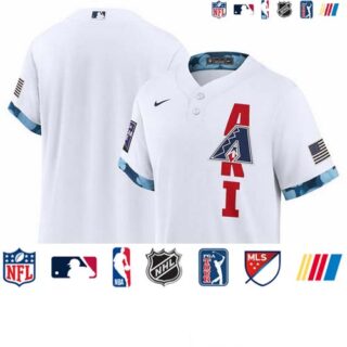 Men's Arizona Diamondbacks Blank 2021 White All-Star Cool Base Stitched MLB Jersey