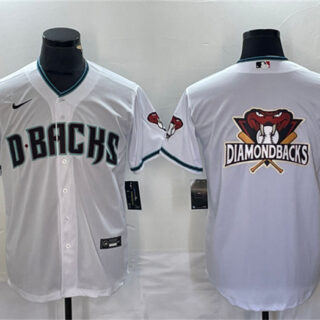 Men's Arizona Diamondbacks White Team Big Logo Cool Base Stitched Baseball Jersey