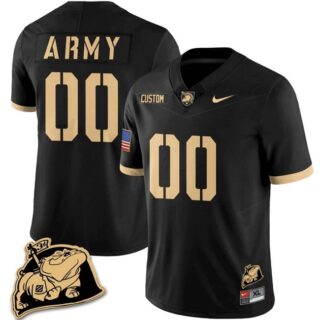 Men's Army Black Knights Active Player Custom Black 2024 F.U.S.E. Rocky The Bulldog Patch Vapor Stitched Football Jersey