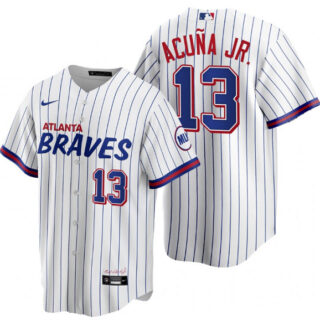Men's Atlanta Braves #13 Ronald Acuna Jr. 2021 White City Connect Stitched Jersey